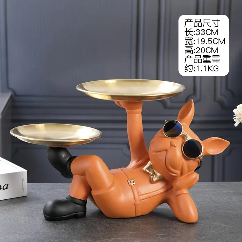 Elegant French Bulldog Storage Tray Ornament for Entryway Shoe Cabinet Decoration Living Room Statue Home Décor Decor Items