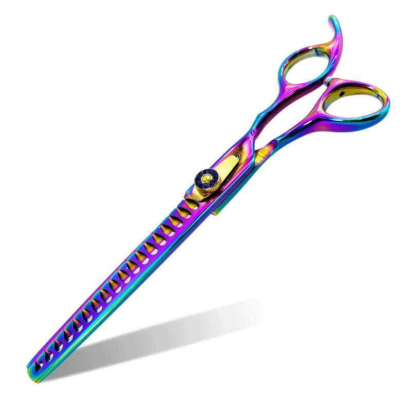 7.0-Inch Pet Curved Thinning Scissors，Curved Chunking Scissors and Straight Chunking Scissors for Dog Grooming or home DIY use